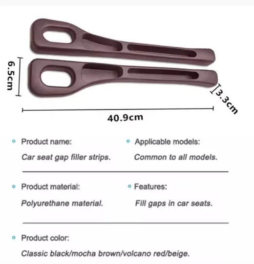 Car Seat Gap Filler Leak-Proof Filling Gap Strip 2pcs Brown