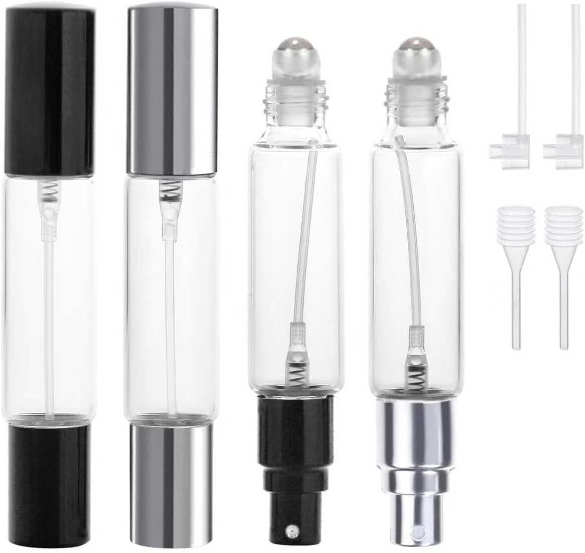 2-in-1 Refillable Perfume Bottle – Roll-On & Fine Mist Spray- 10 ML ( Refill Tube Free )