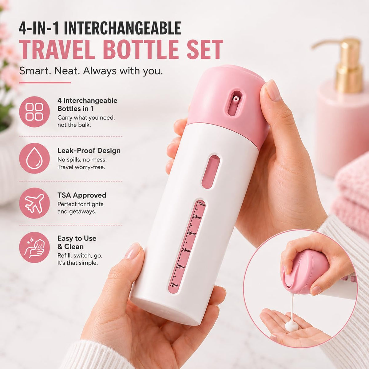 4-in-1 Travel Dispenser – Portable Multi-Liquid Dispenser