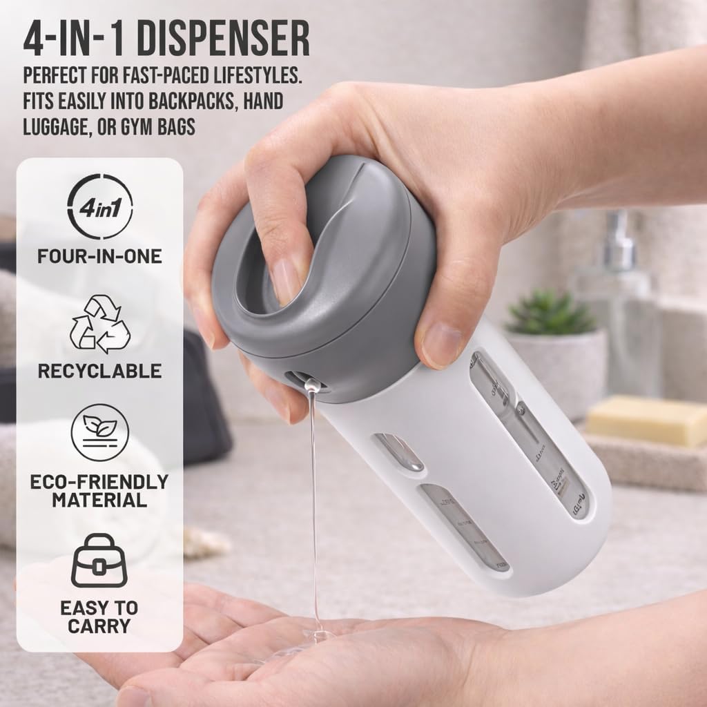 4-in-1 Travel Dispenser – Portable Multi-Liquid Dispenser