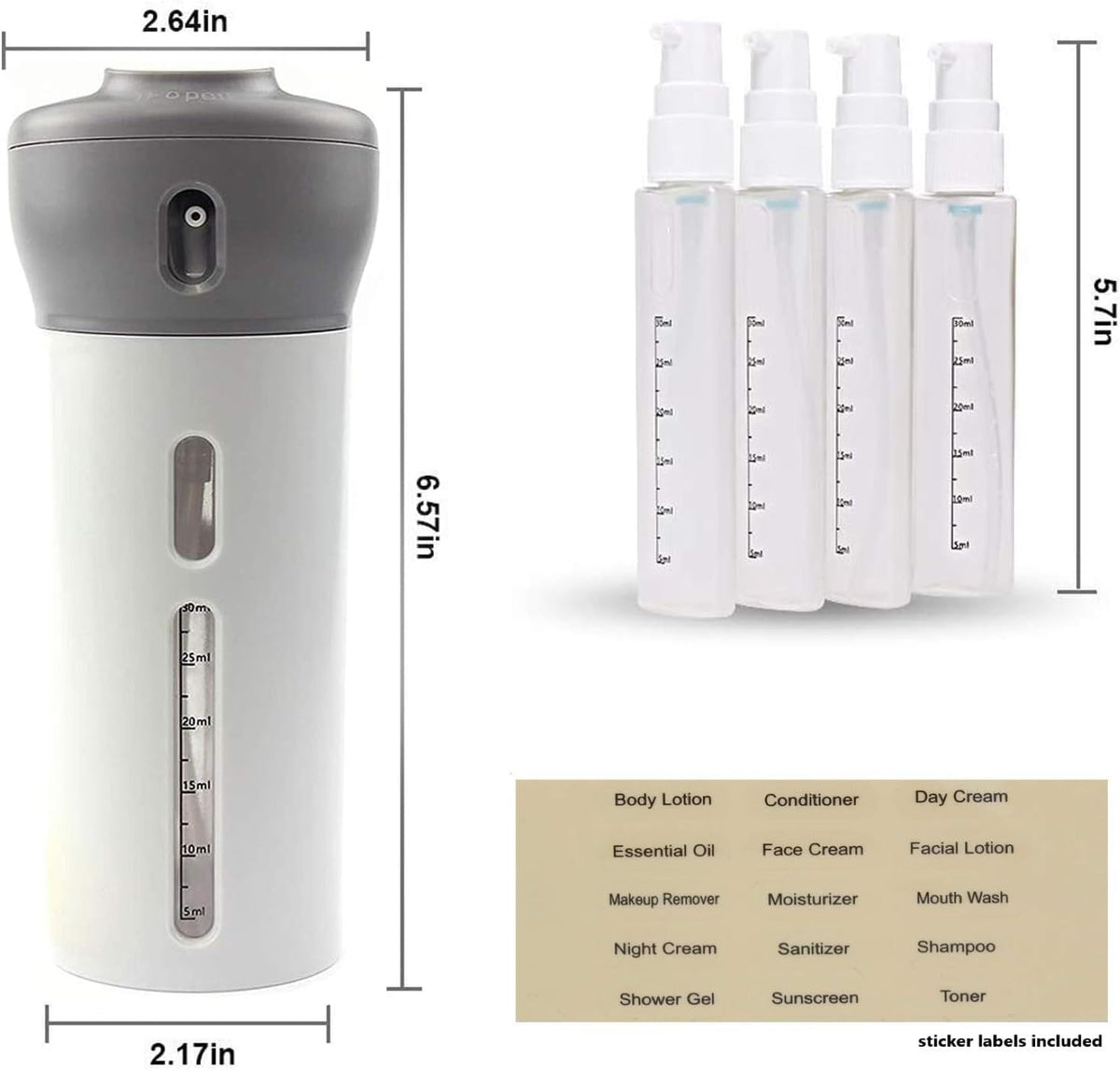 4-in-1 Travel Dispenser – Portable Multi-Liquid Dispenser